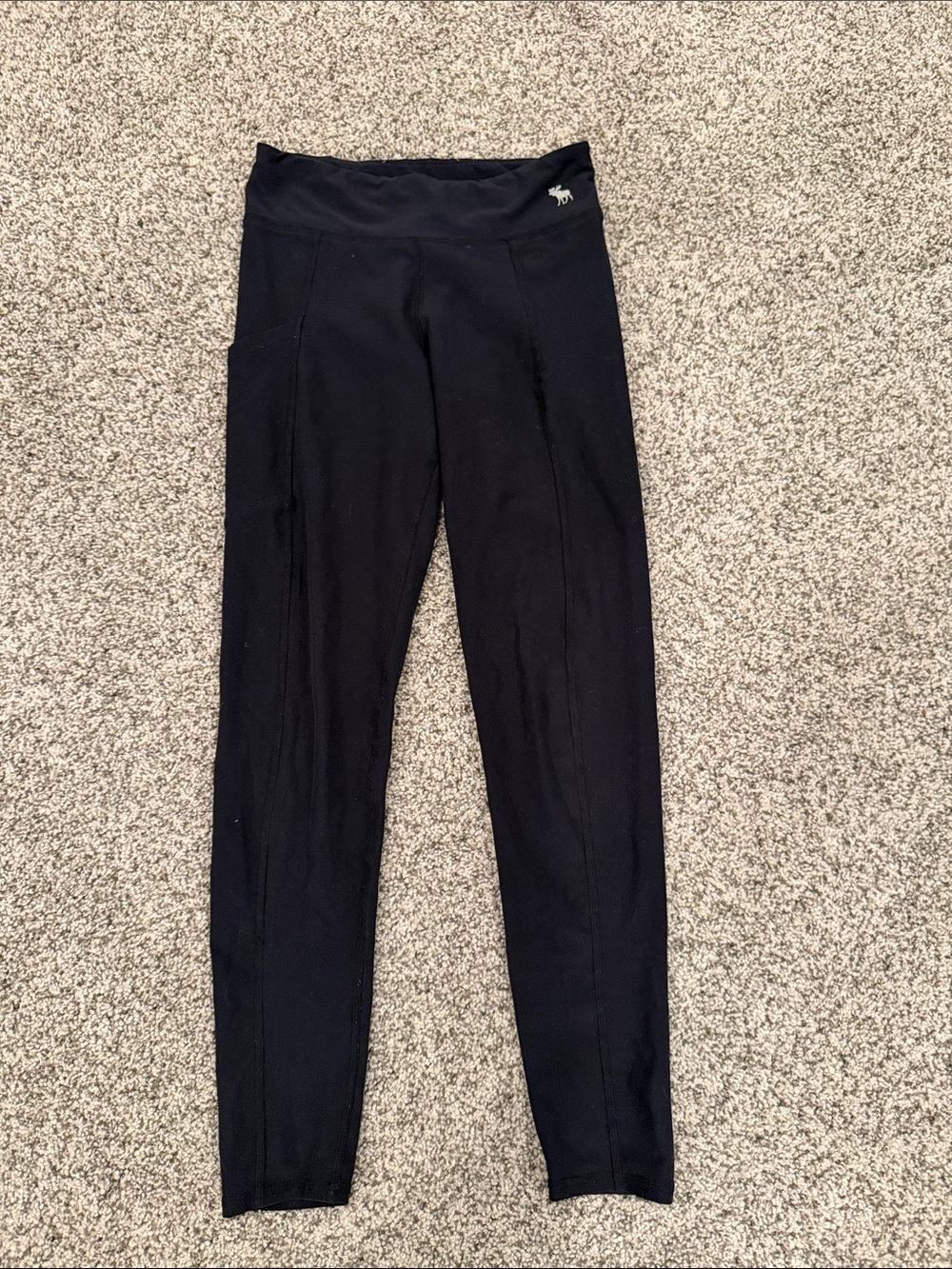 abercrombie kids navy blue athletic leggings w/side pocket
